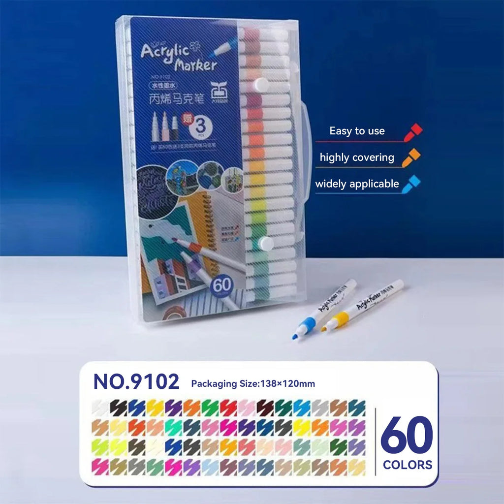 12/24/36/48/60 Color Water-based Acrylic Marker Pen Art DIY Production, Painting and Graffiti School Student Stationery Supplies