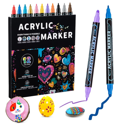 12/24/36/48 Colors Dual Tip Acrylic Paint Pens Markers  for Wood