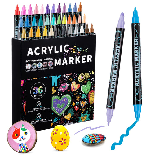 12/24/36/48 Colors Dual Tip Acrylic Paint Pens Markers  for Wood