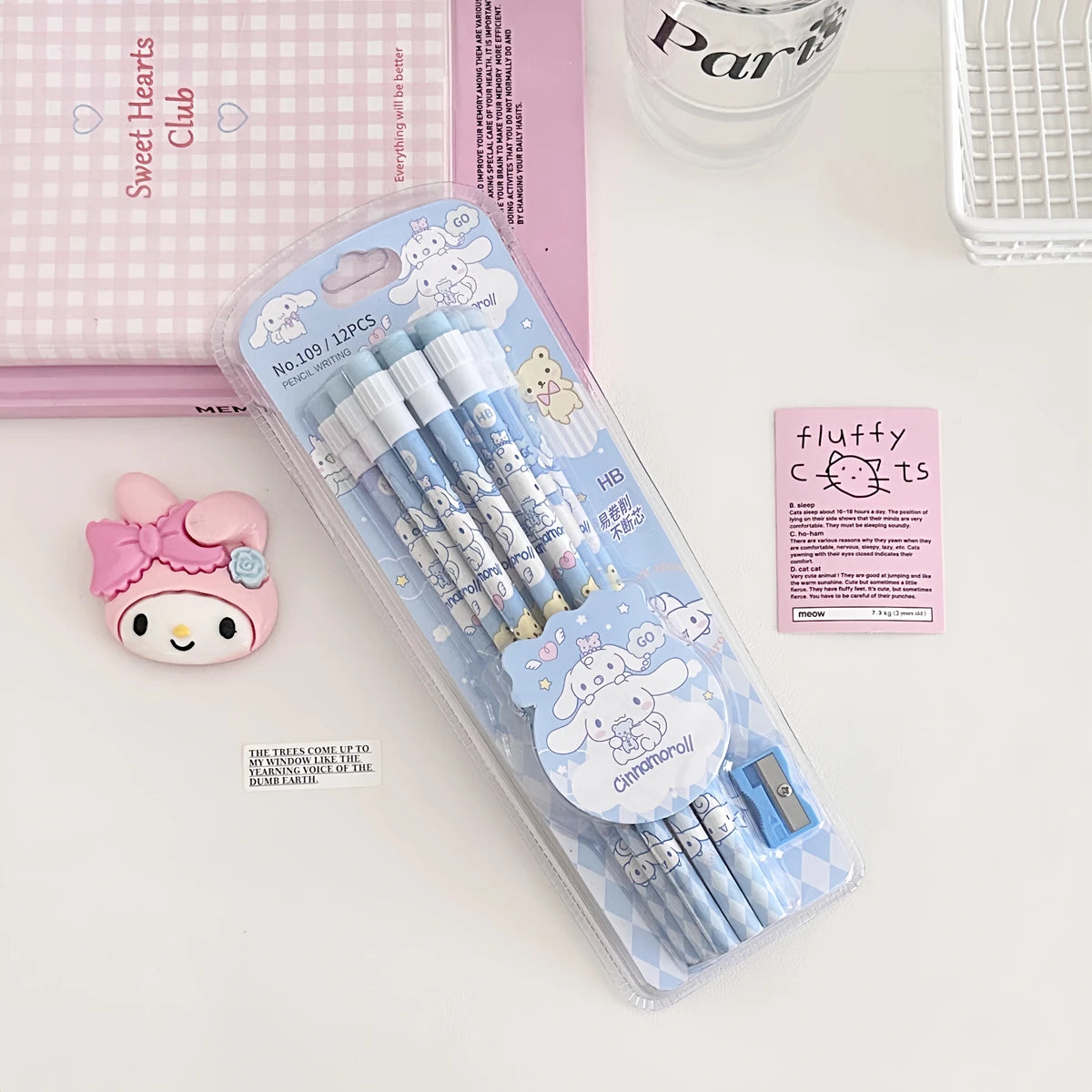 Sanrio 12Pc Kawaii HB Pencil Set – Kuromi, Cinnamoroll & Box for Writing