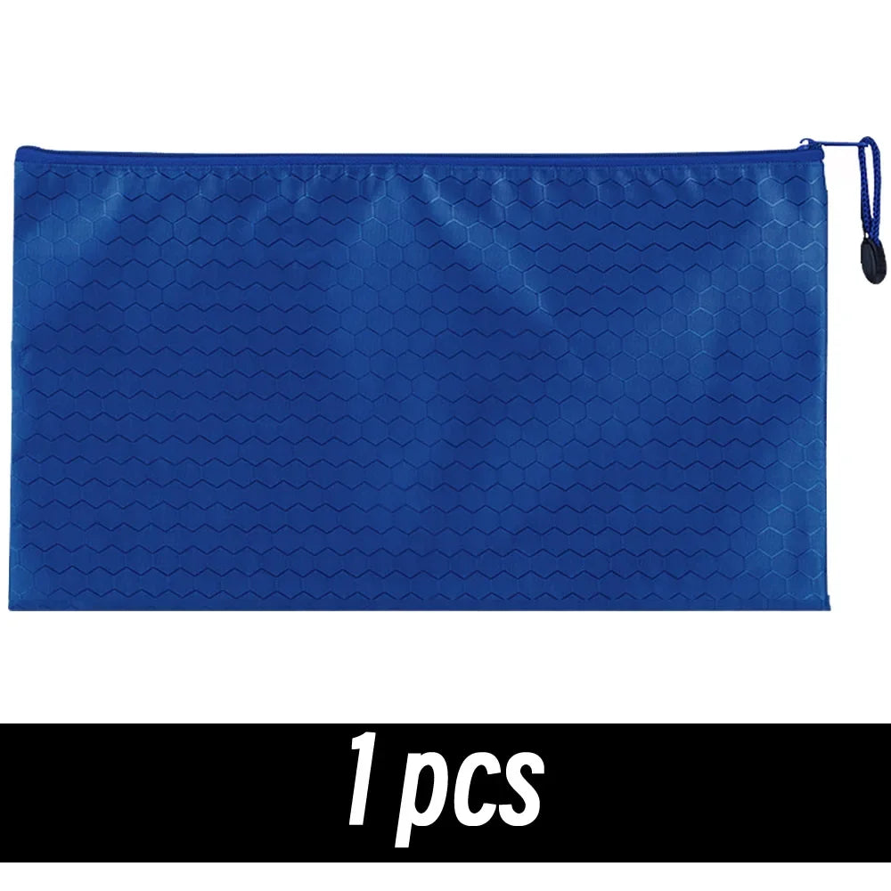 8 Colors Black Grid Pencil Bag Zipper Pouch Bill File Bag Makeup Small Pencil Case Waterproof Office Supplies Travel Accessories