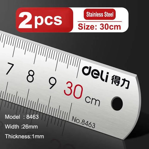 Deli Stainless Steel Ruler 15/20/30cm Metal Straight Ruler for Home