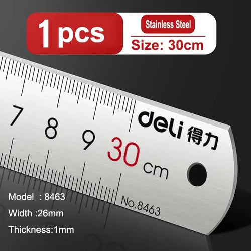Deli Stainless Steel Ruler 15/20/30cm Metal Straight Ruler for Home
