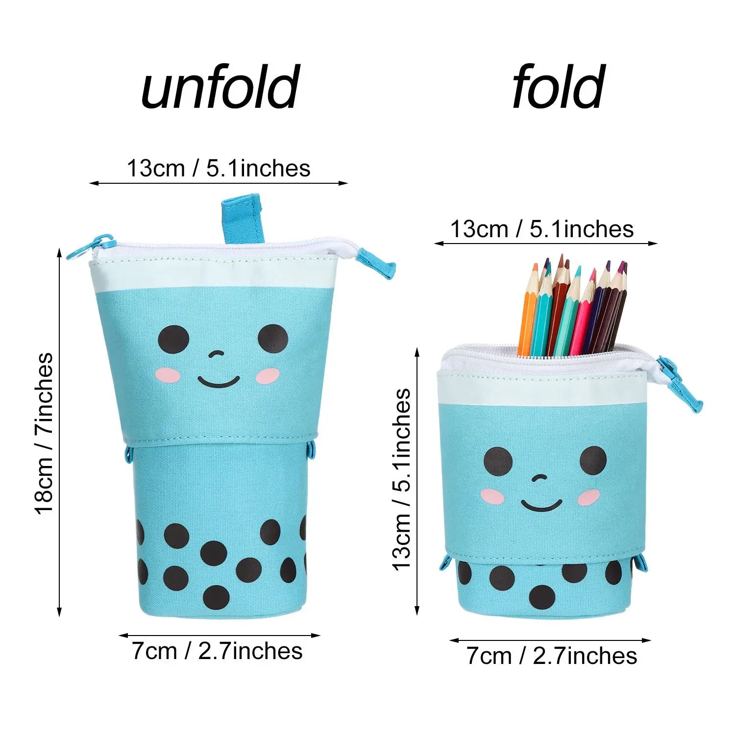 Cute Retractable Boba Milk Tea Pencil Case Organizer - Pink (1Pc)