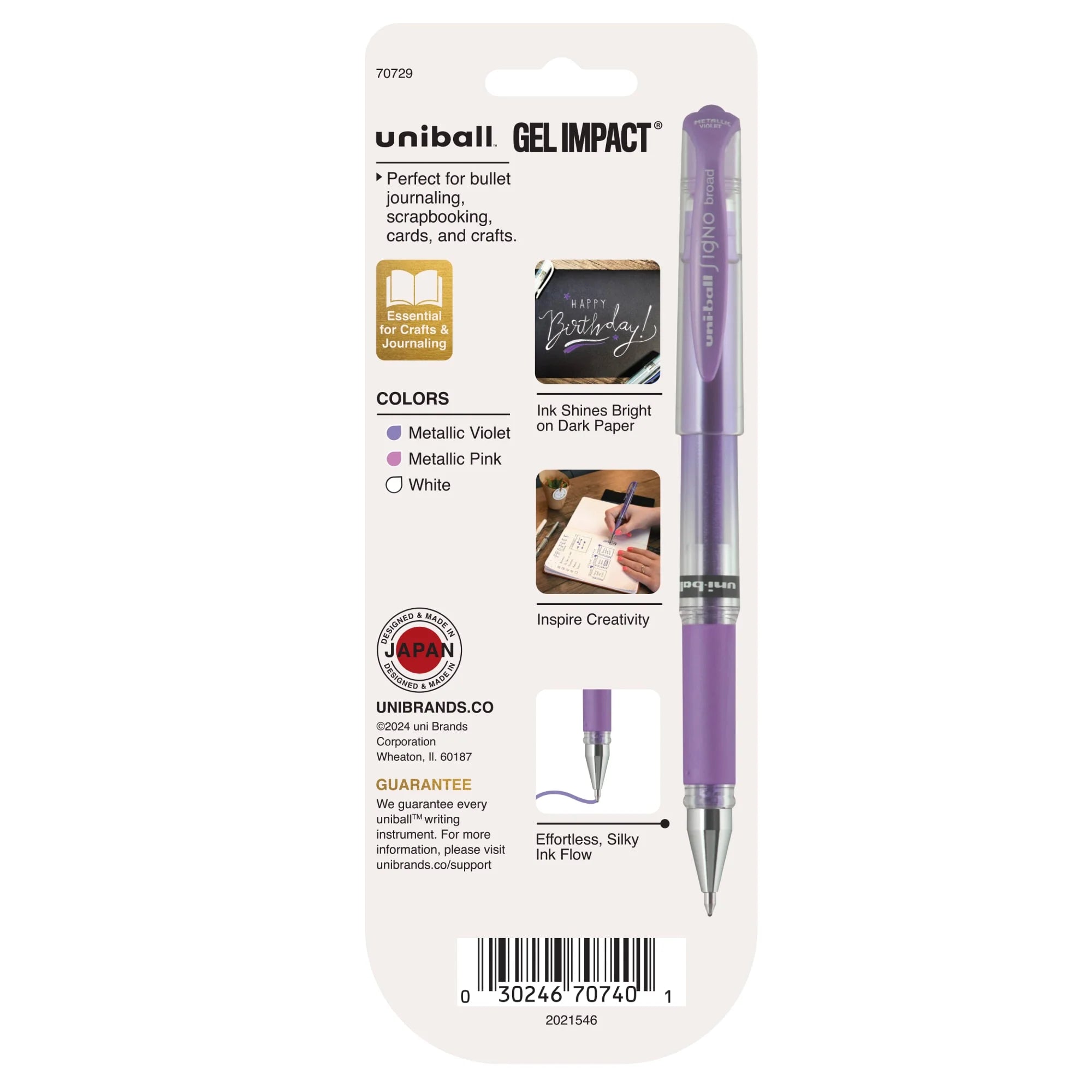 ™ Signo Gel Impact Pens, Bold Point (1.0Mm), Assorted Metallic, 3 Pack
