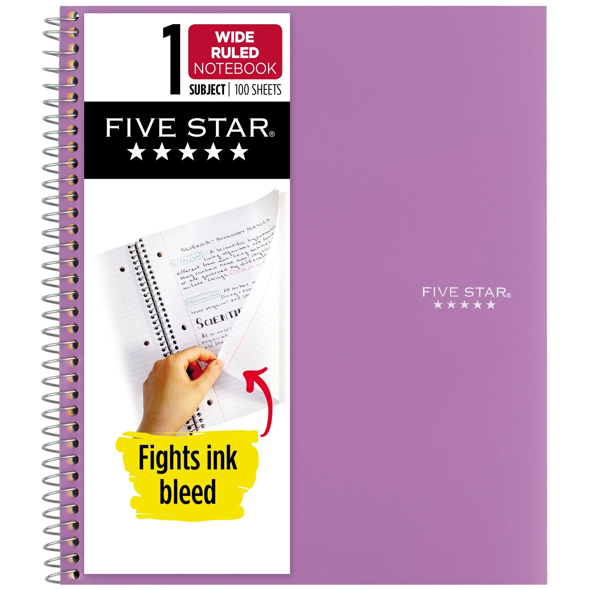 Spiral Notebook + Study App, 1 Subject, Wide Ruled, 8" X 10.5", Amethyst