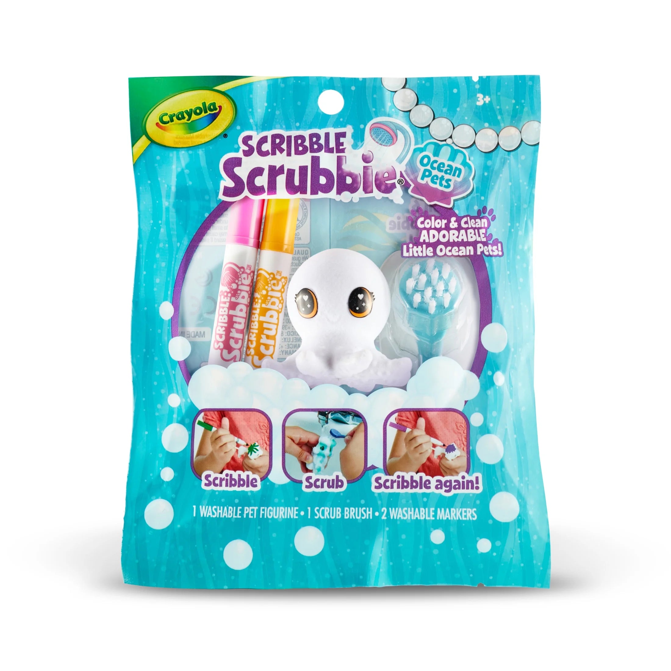 (2 Pack)  Scribble Scrubbie Pets, 1 Ct, Stocking Stuffers, Mystery Ocean Animal Toys with Markers, Coloring Holiday Gift for Kids, Ages 3+