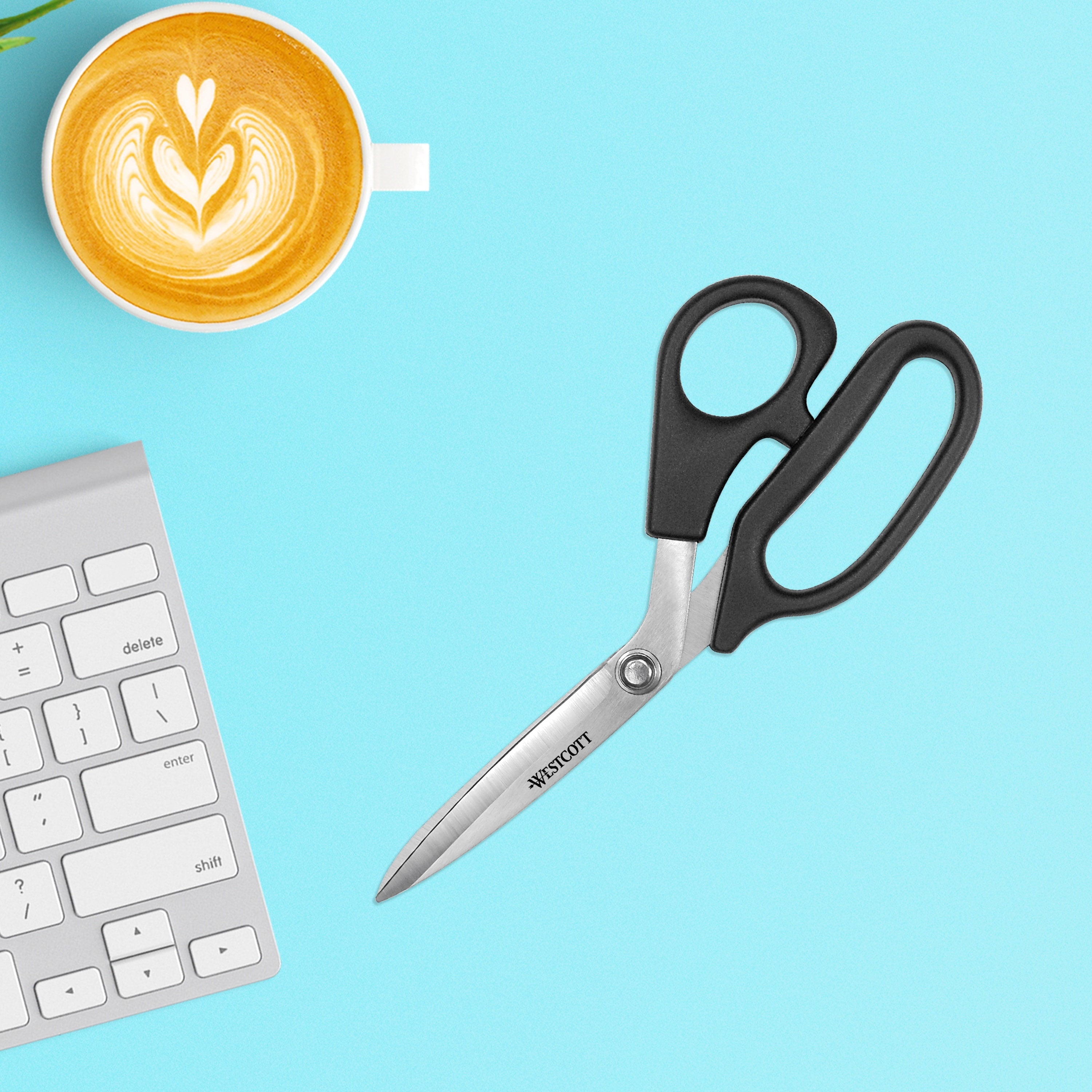 All Purpose plus Scissors, 8", Bent Handle, High School, for Office, Black, 1 Each