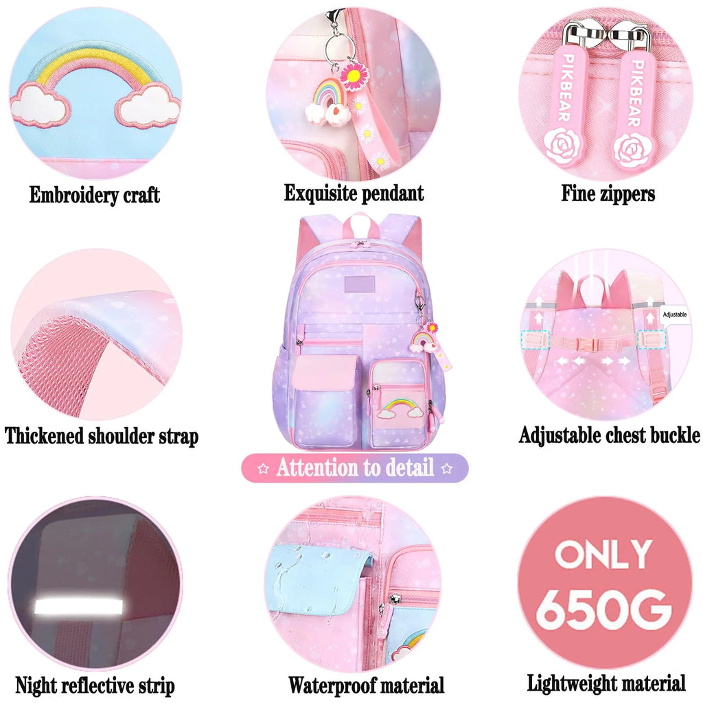 School Bag Backpacks for Girls,Shoulder Children School Bookbags for Kids,Primary School Season Gift,Purple