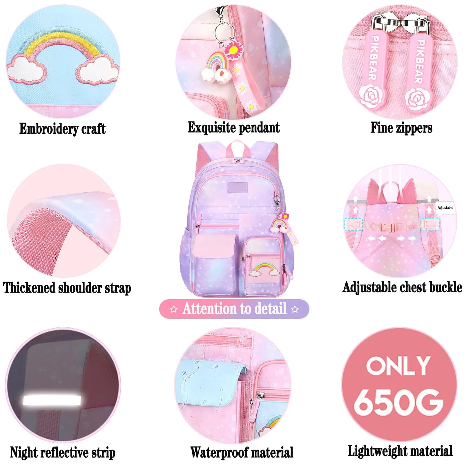 School Bag Backpacks for Girls,Shoulder Children School Bookbags for Kids,Primary School Season Gift,Purple