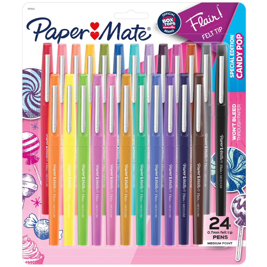Flair Felt Tip Pens, Medium Point, Limited Edition Candy Pop Pack, Box of 24