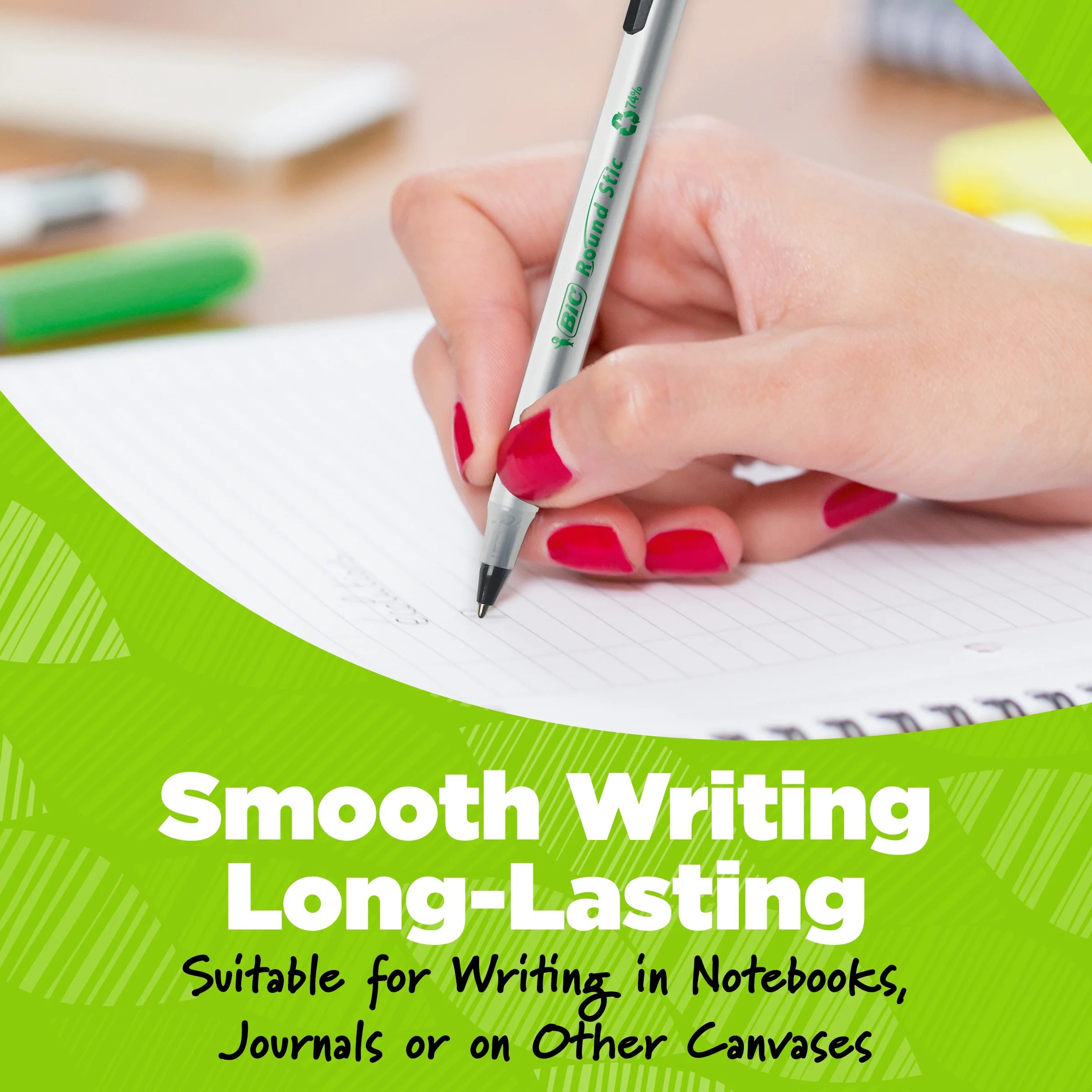 Ecolutions round Stic Ball Point Pens, Black Ink, Medium 1.0Mm, 50 Pack