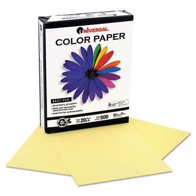 Universal 11201 Colored Paper- 20lb- 8.5 x 11- Canary- 500 Sheets-Ream