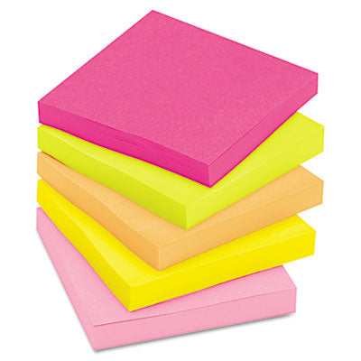 Sticky note Notes 654-5PK 3 x 3- Five Neon Colors- 5 100 Sheet Pads/Pack