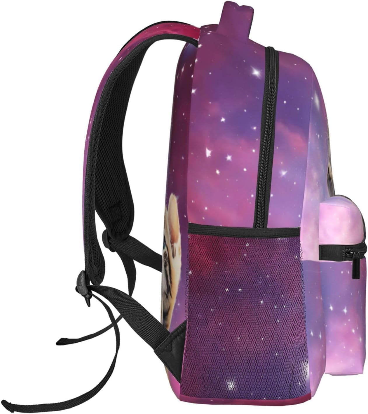 17 Inch Backpack Cute 3D Cat Galaxy Kitty Laptop Backpack School Bookbag Travel Shoulder Bag with Chest Strap