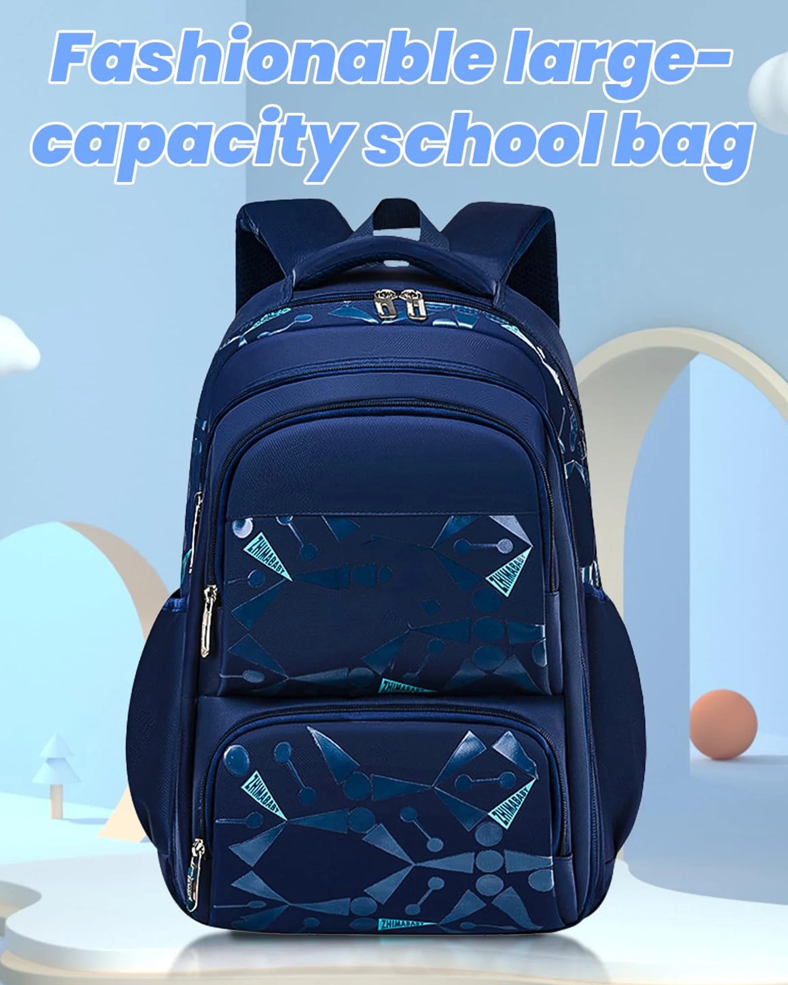 Boys School Backpacks for Kids, Fashion Bookbags for Teens, Lightweight Shoulder School Bags, Blue