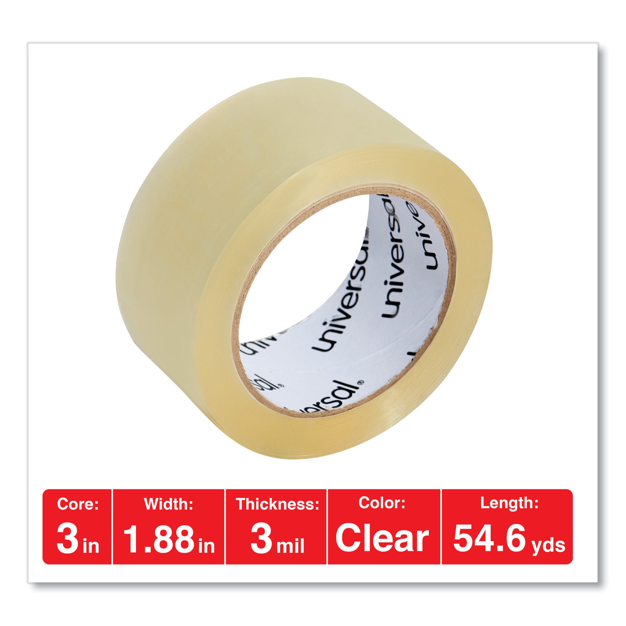 Heavy-Duty Box Sealing Tape, 3" Core, 1.88" X 54.6 Yds, Clear, 36/Box -UNV99000