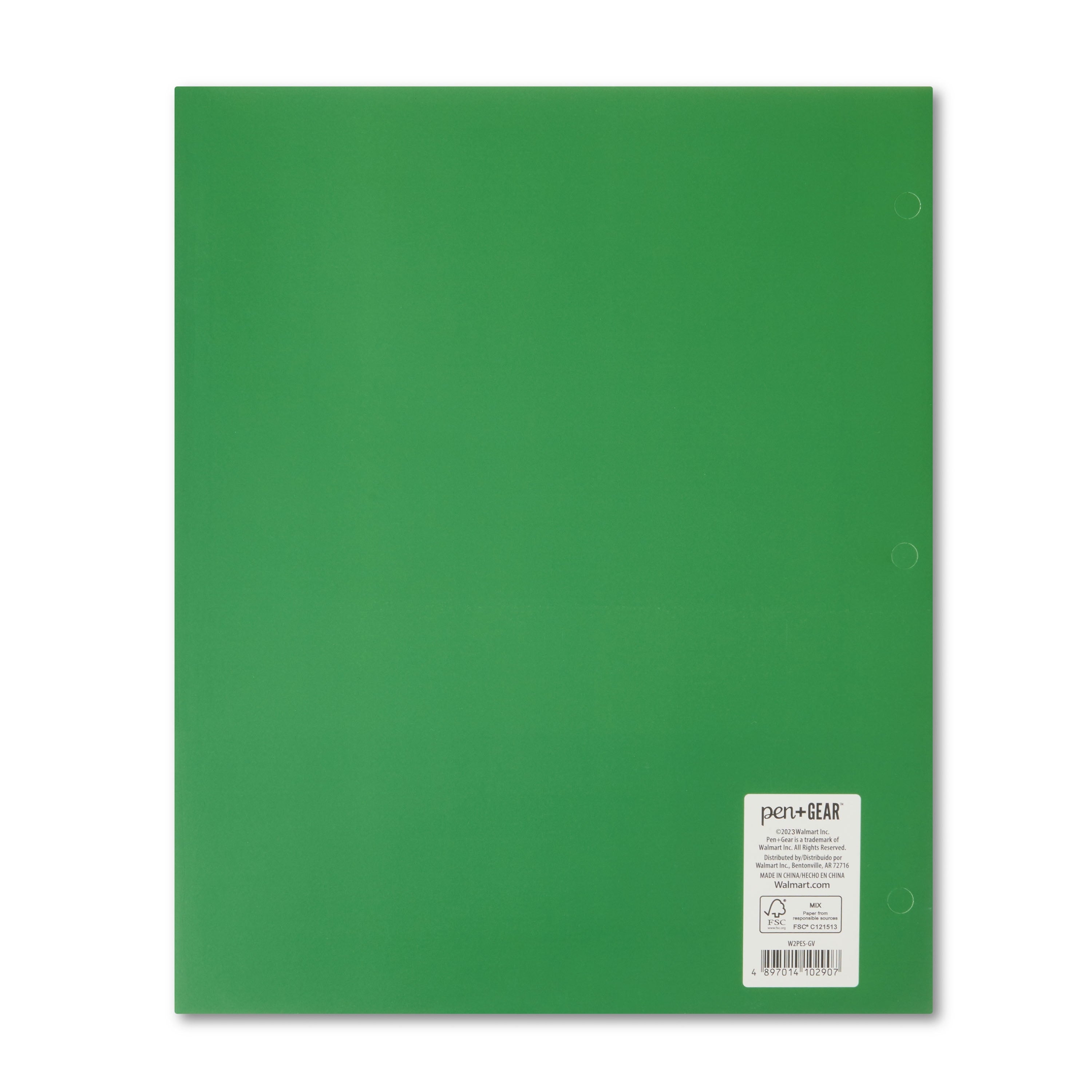 Letter Size 2-Pocket Paper Folder, Solid Green Color