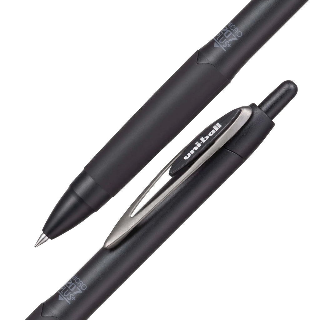 (4 Pack)  207 Plus+ Retractable Gel Pens, Micro Point (0.5Mm), Black Barrel, Black Ink, 4 Count