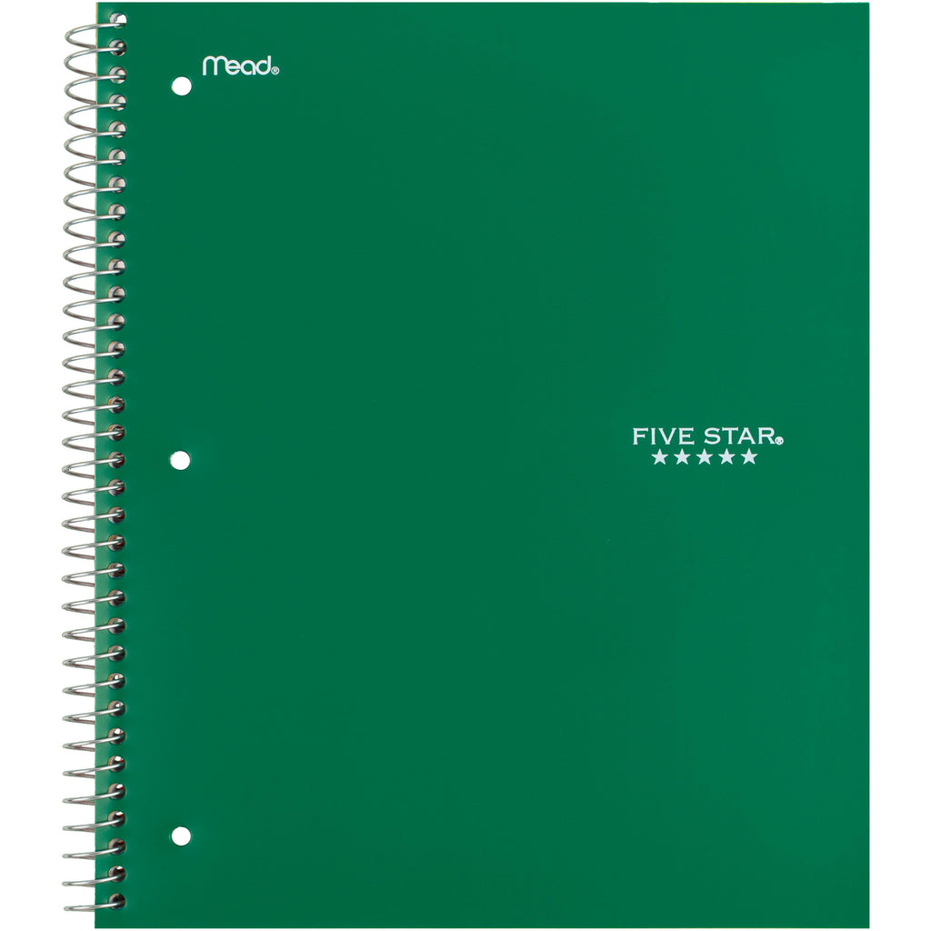 1 Subject Wide Ruled Notebook plus Study App, 8" X 10.5", Forest Green, Poly, Spiral, 100 Sheets