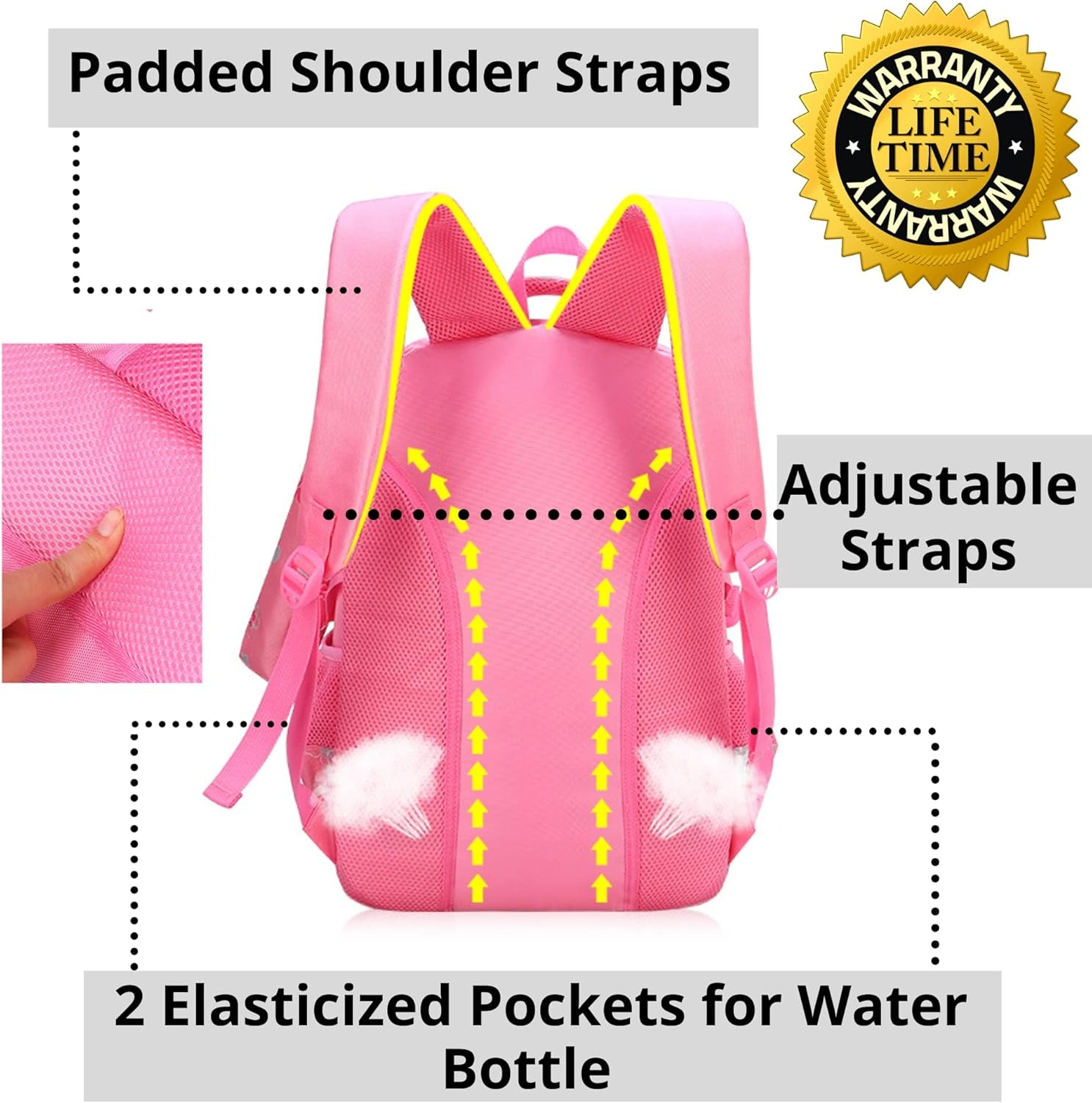 Kids Backpack for Girls with Pencil Case Trendy Backpack for School Water Repellent | Backpacks for Elementary or Kindergarten | Pink Bag 16" School Bag