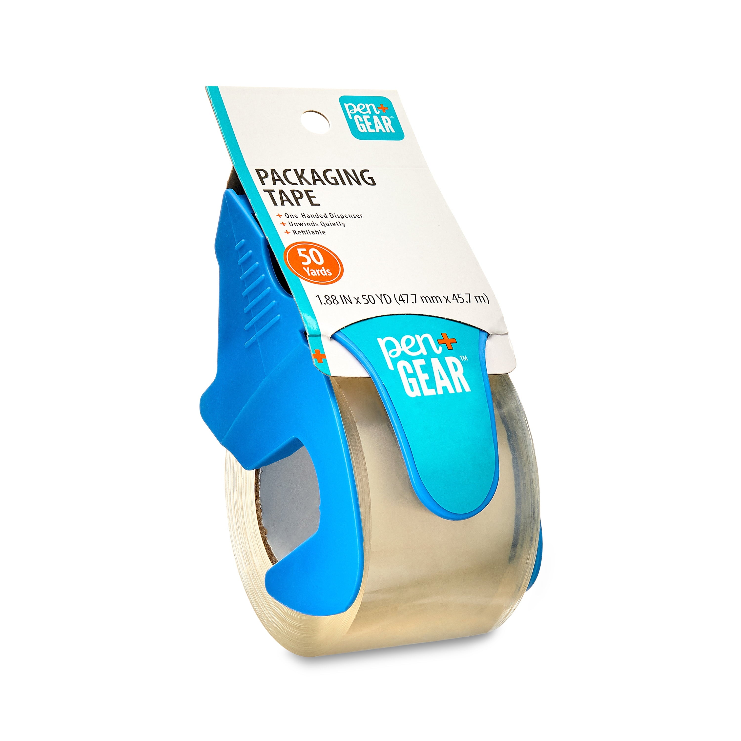 (2 Pack)  Packing Tape with One-Handed Dispenser, Clear, 1.88 In. X 50 Yd.