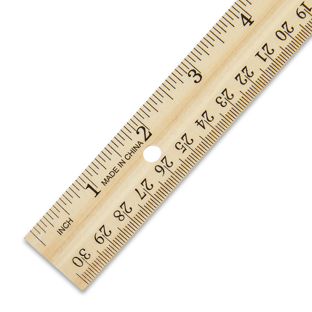 Pen + Gear 12" Wood Ruler (0.05Lb), Ideal for Elementary School to High School Educational Level