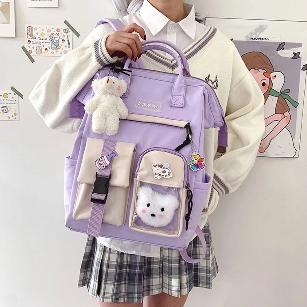 School Backpack for Elementary Primary Middle Kawaii School Bag for Teens Student Bookbag Back to School Bag