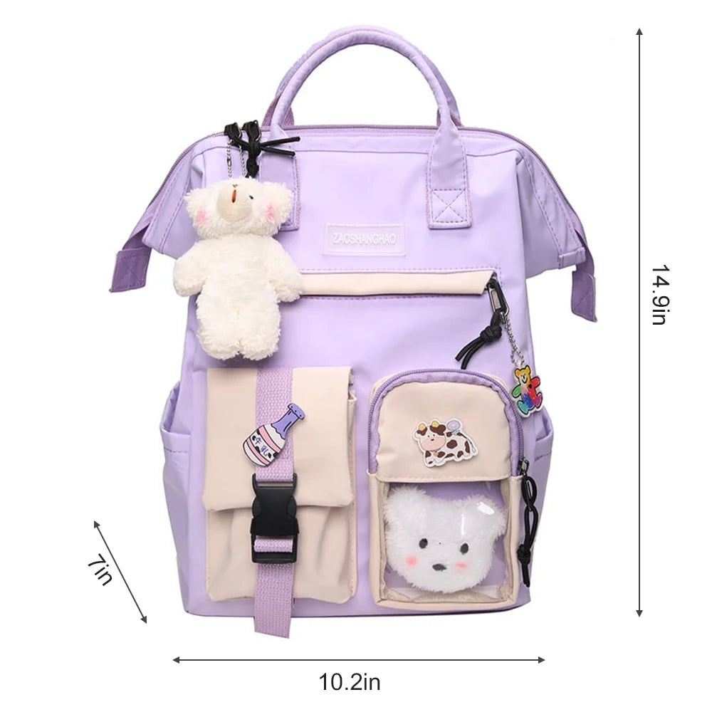 School Backpack for Elementary Primary Middle Kawaii School Bag for Teens Student Bookbag Back to School Bag