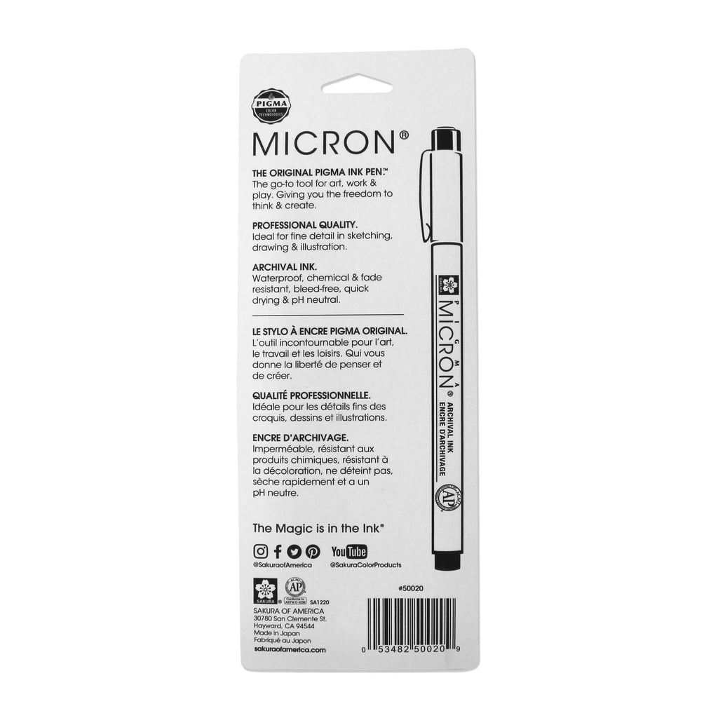 Sakura  Micron Fineliner Pens, Archival Black, 01 Tip Size, 3 Pk