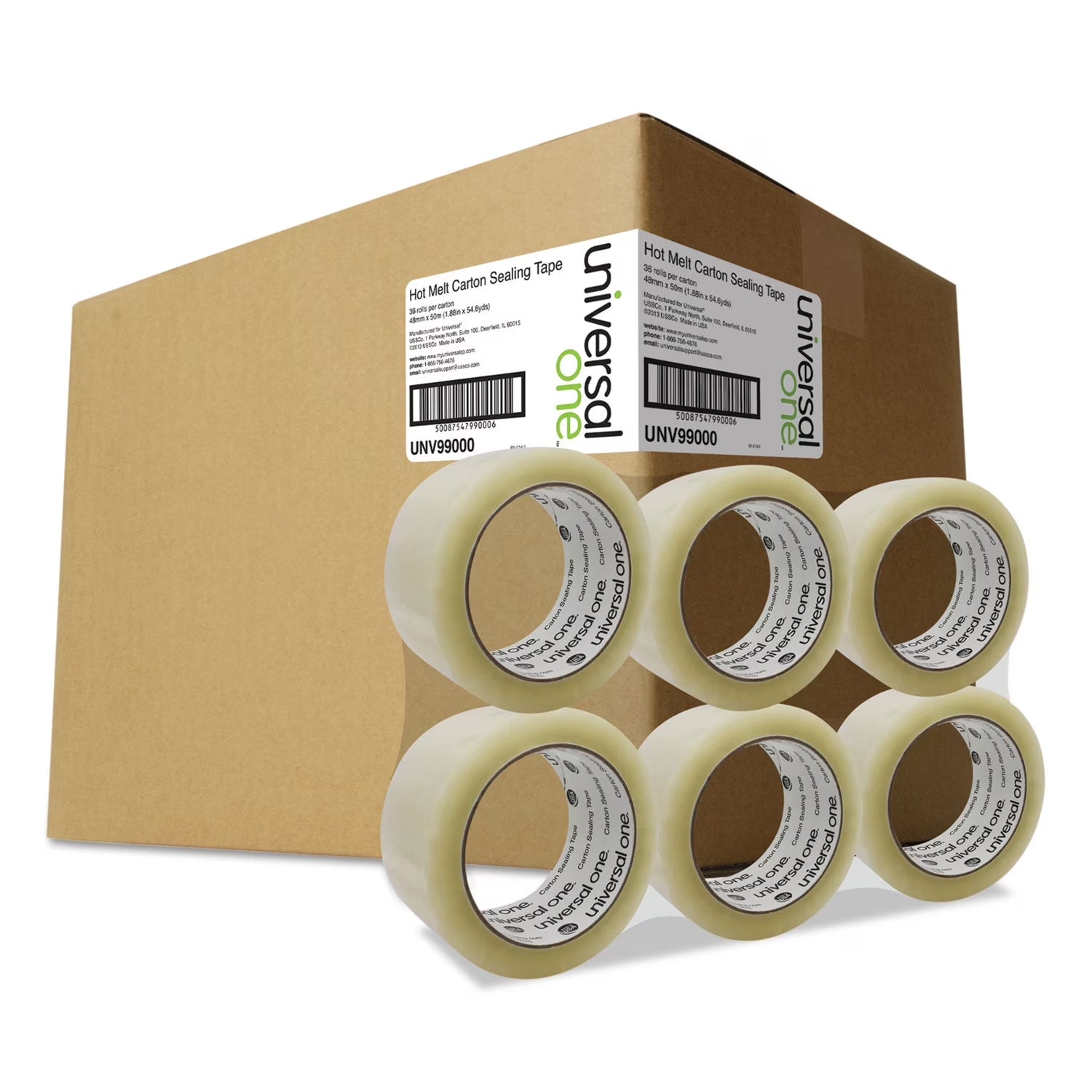 Heavy-Duty Box Sealing Tape, 3" Core, 1.88" X 54.6 Yds, Clear, 36/Box -UNV99000
