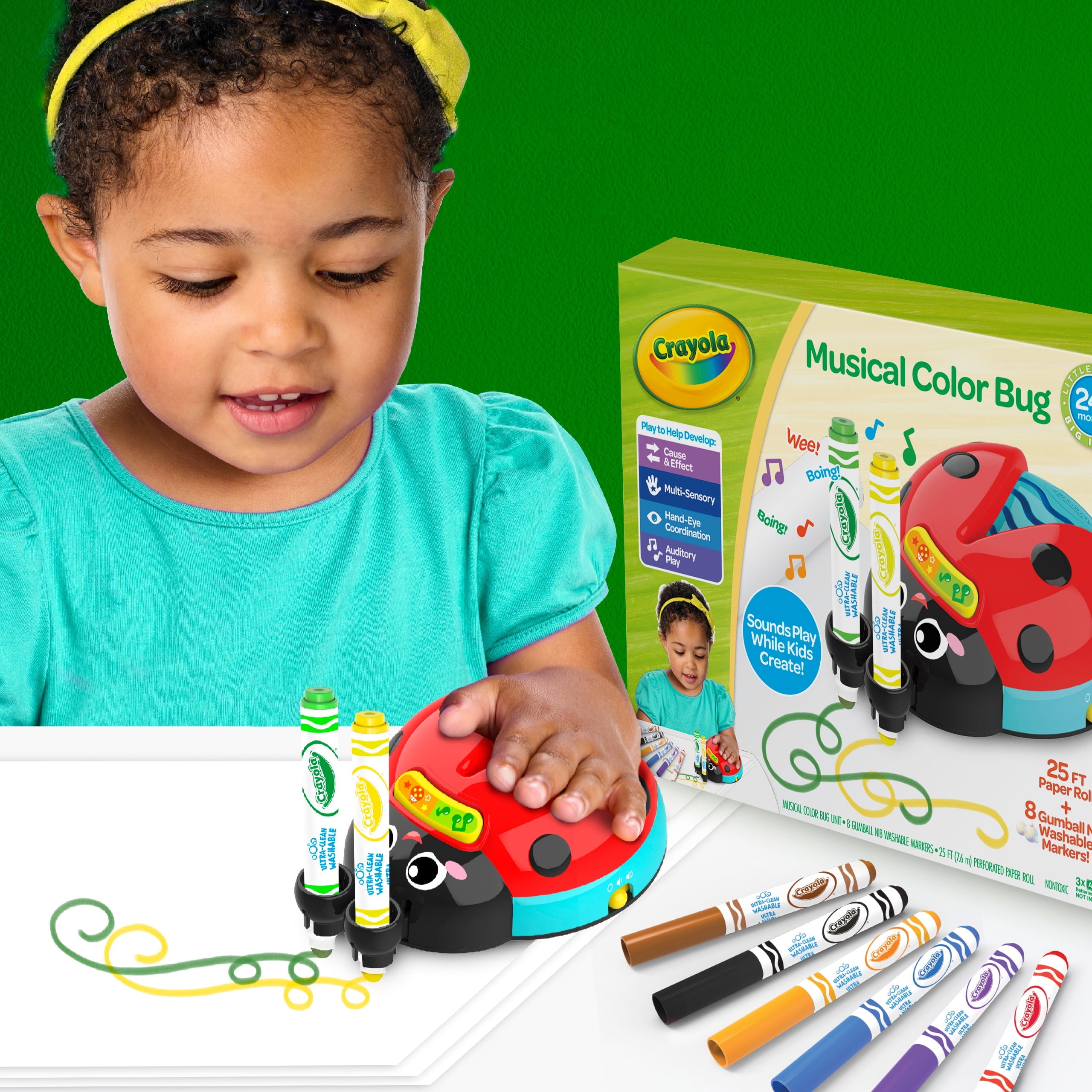 Musical Color Bug, Toddler Sensory Toy, Crafts, Musical Gifts for Toddlers, Ages 2, 3, 4