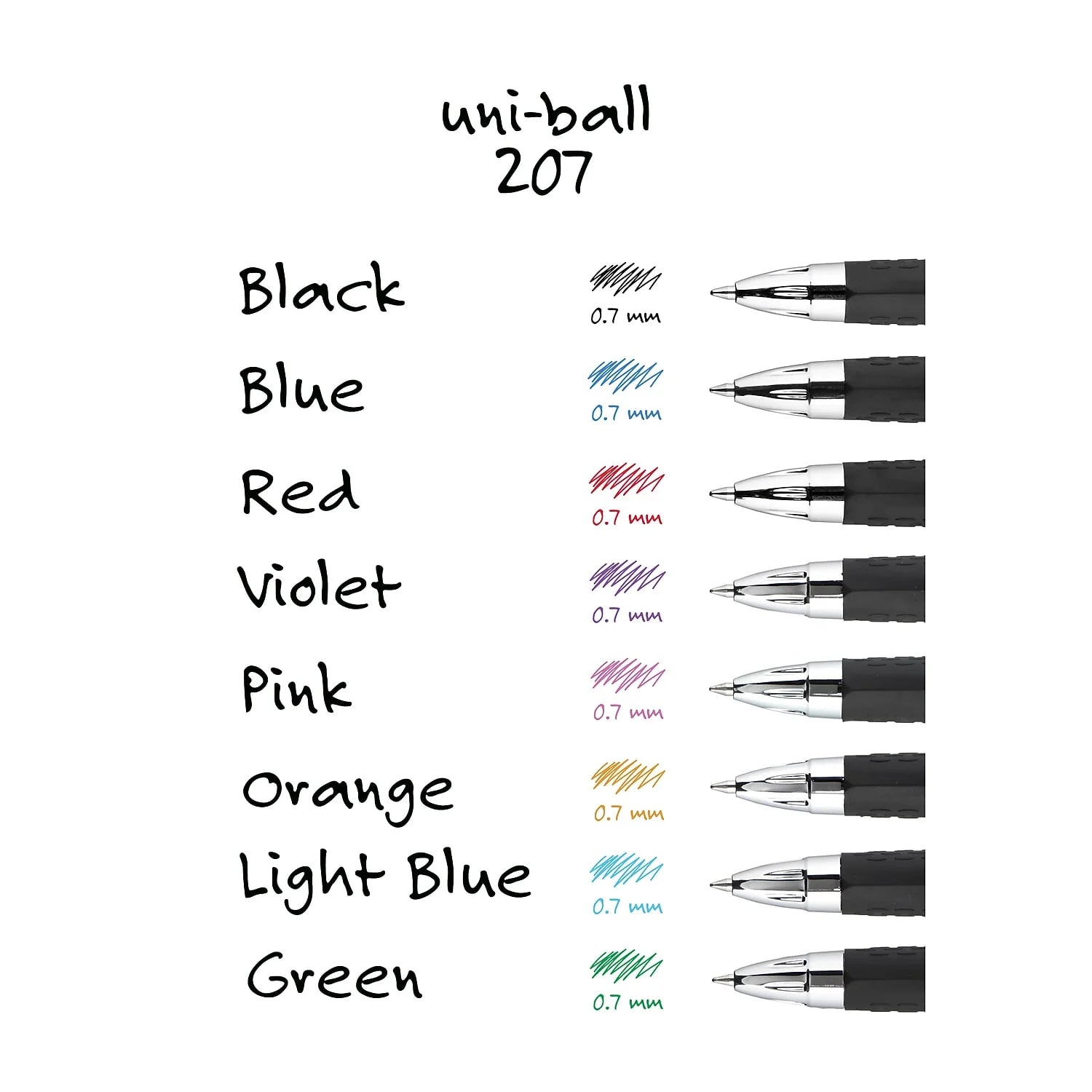 Uni-Ball UBC45532PP 0.7 Mm 207 Gel Pen, Blue - Pack of 4