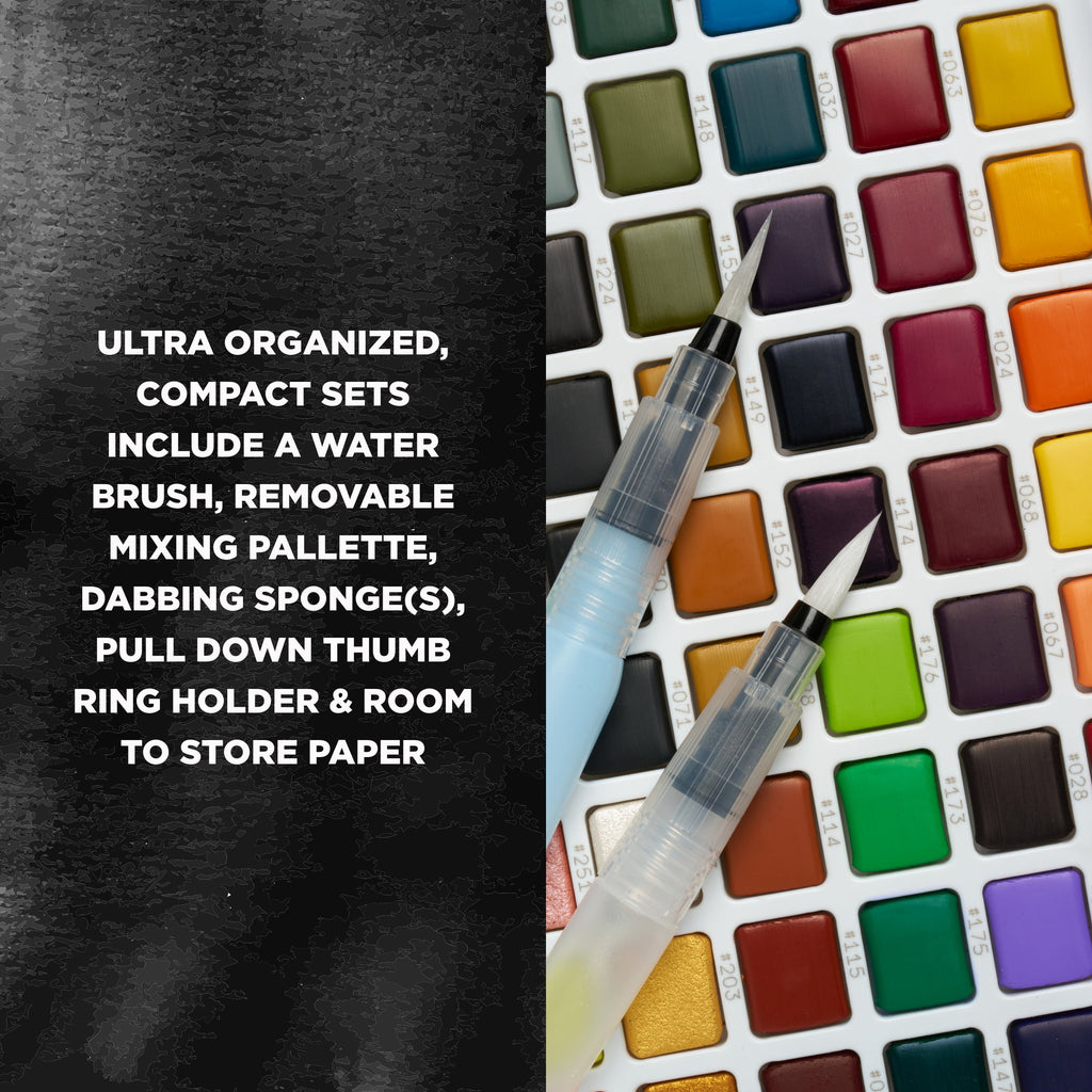 Koi Watercolor Field Sketch Box Set with Water Brush, 30 Colors