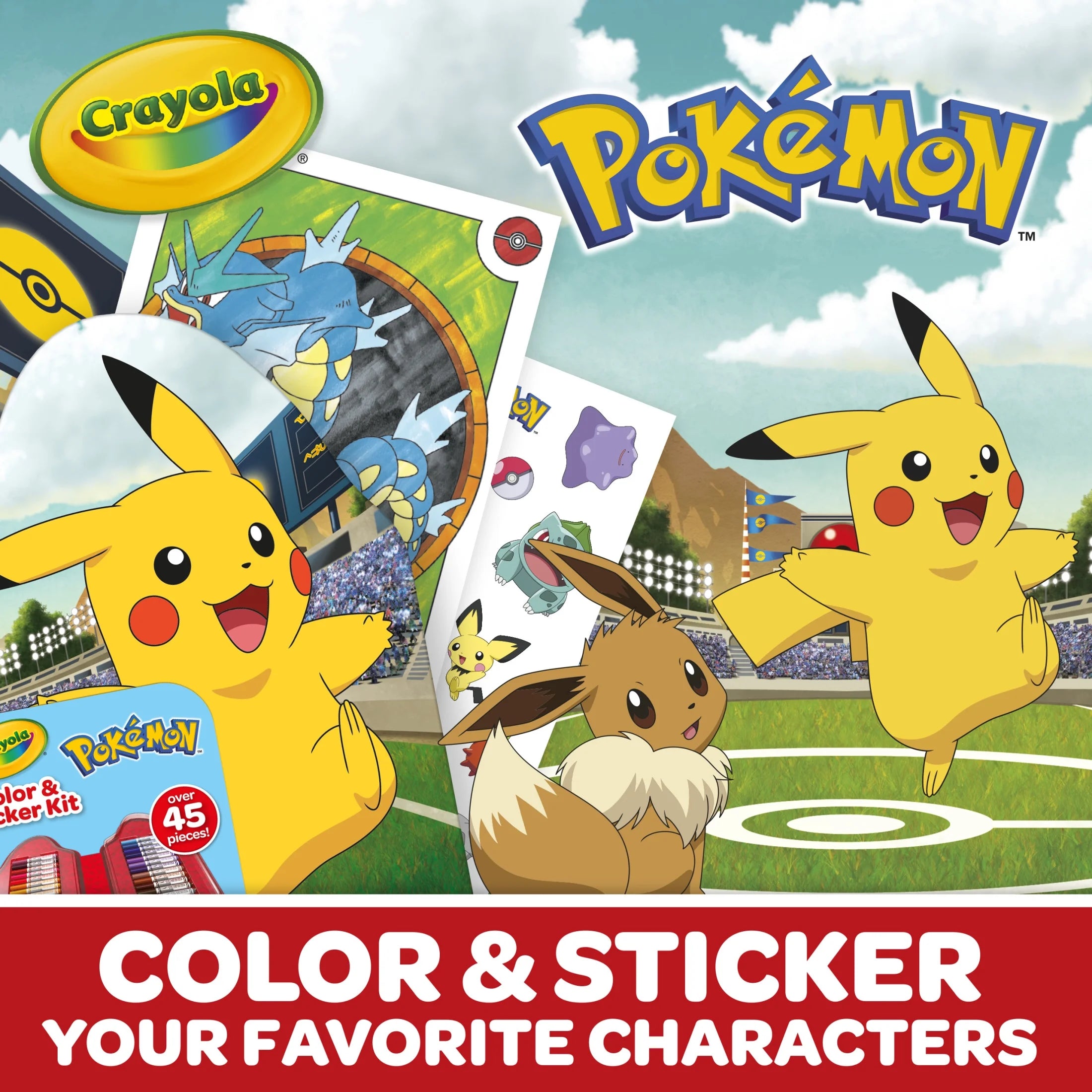 Pokemon Art Kit for Kids (45Pcs), Coloring Book and Stickers, Travel Activity, Pokemon Toys & Gifts for Kids