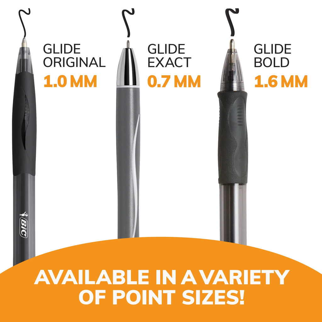 Glide Exact Retractable Ballpoint Pens, Fine Point, 0.7 Mm, Black Ink, 3 Count