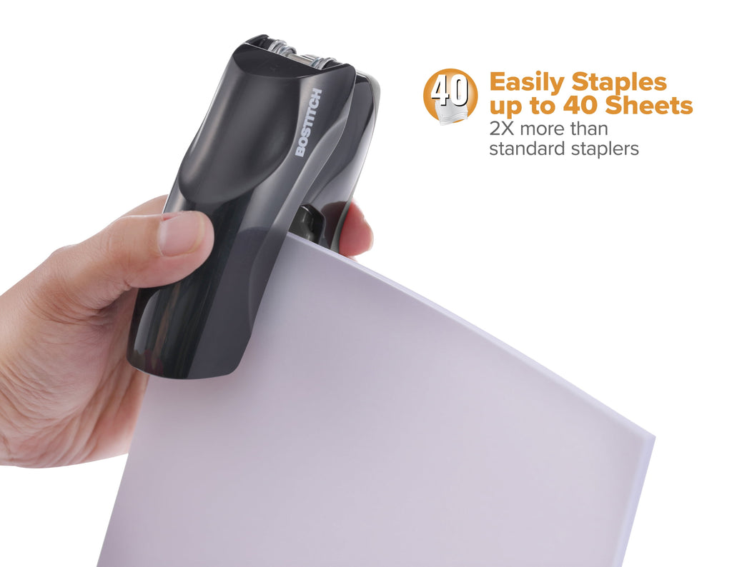 Flat Clinch Manual Stapler, Stands Vertically or Horizontally and Staples up to 40 Sheets
