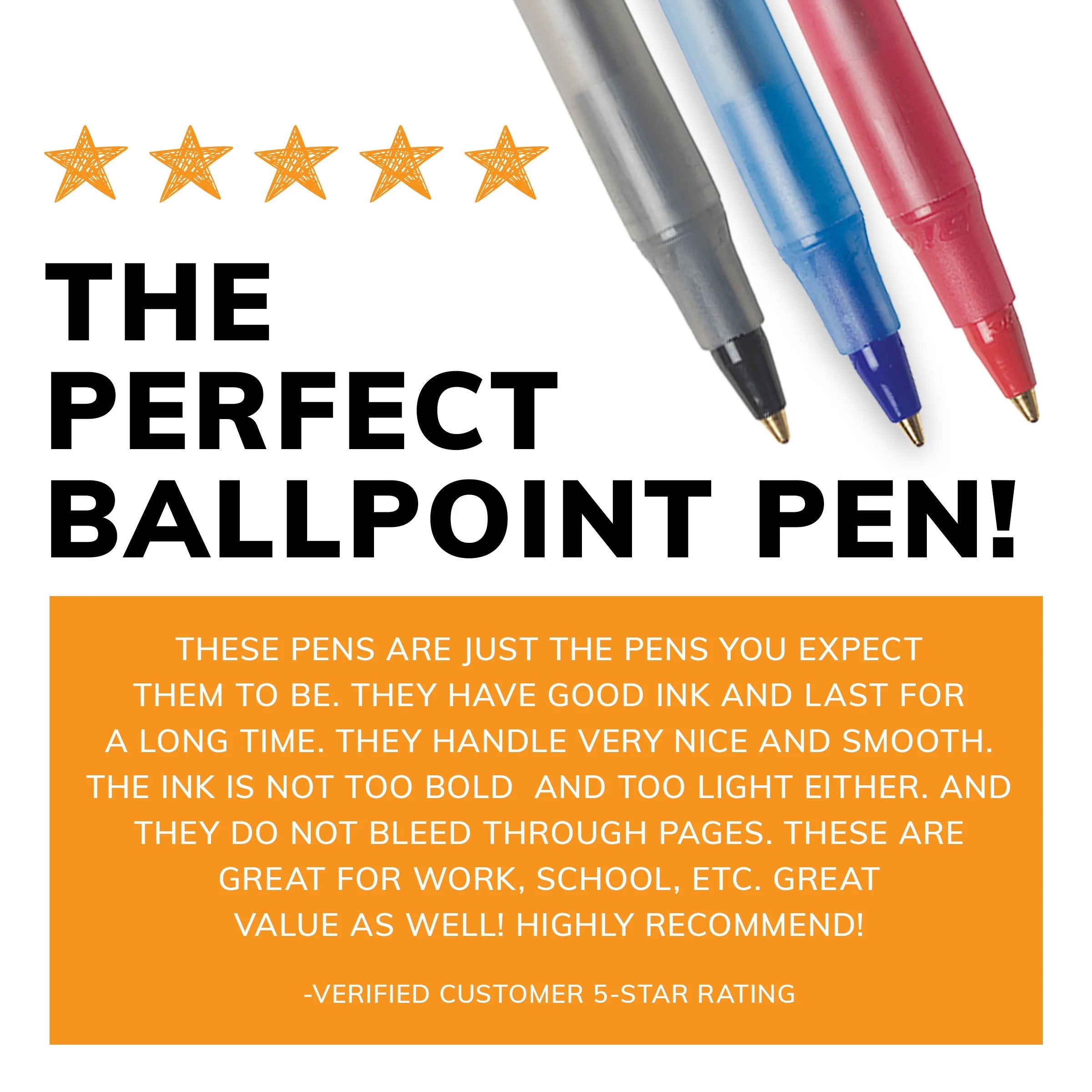 round Stic Xtra Life Assorted Ink Ballpoint Pens, Medium Point, 1.0Mm, 60 Count