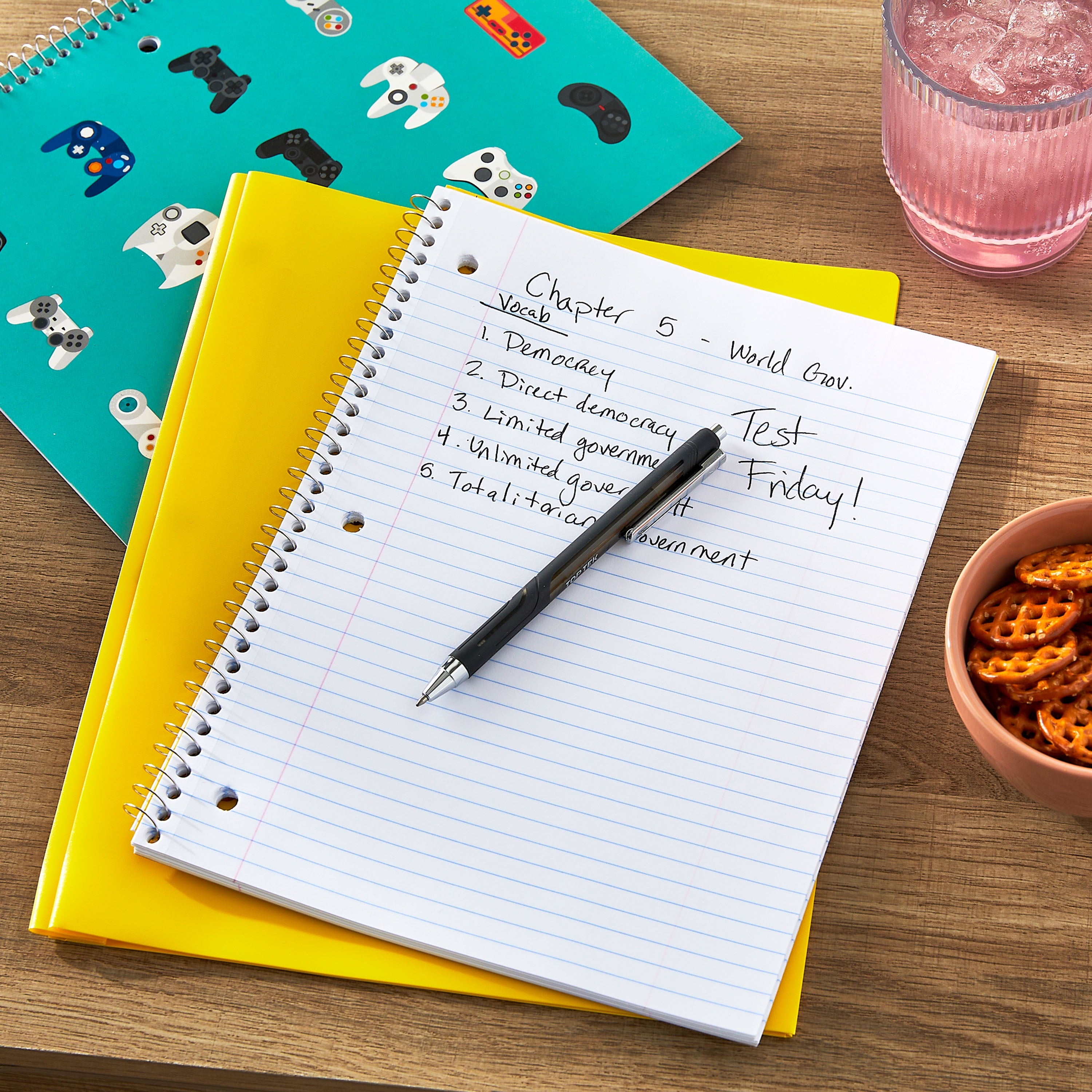 1 Subject Notebook, College Ruled, 8" X 10.5", Multicolor Game Controllers, 70 Sheets