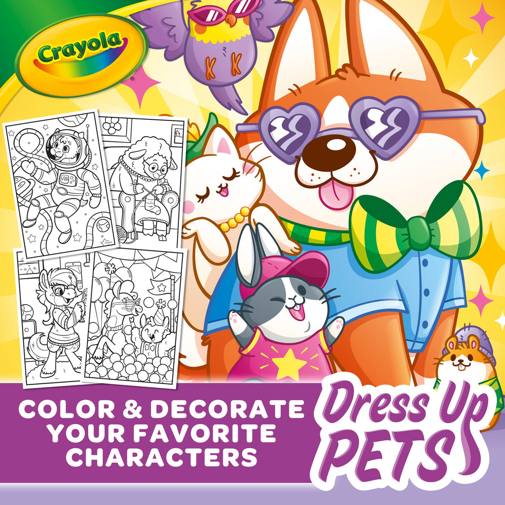 Dress up Pets, 48 Page Coloring Book, Gift for Kids