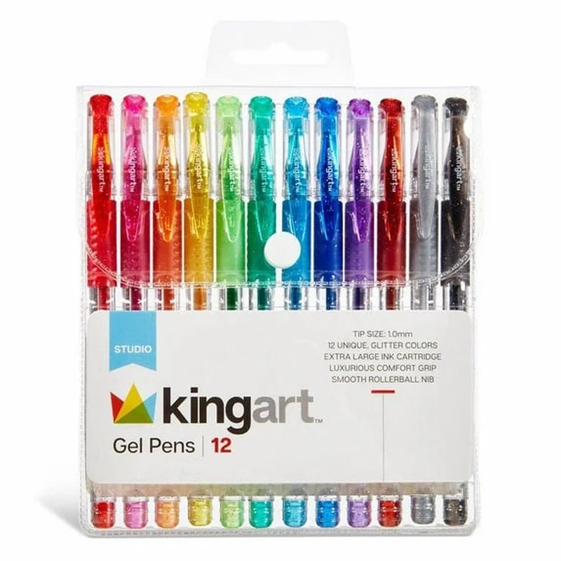 Glitter Gel Pens, Soft Grip, 2.5 Mm, 12 Count