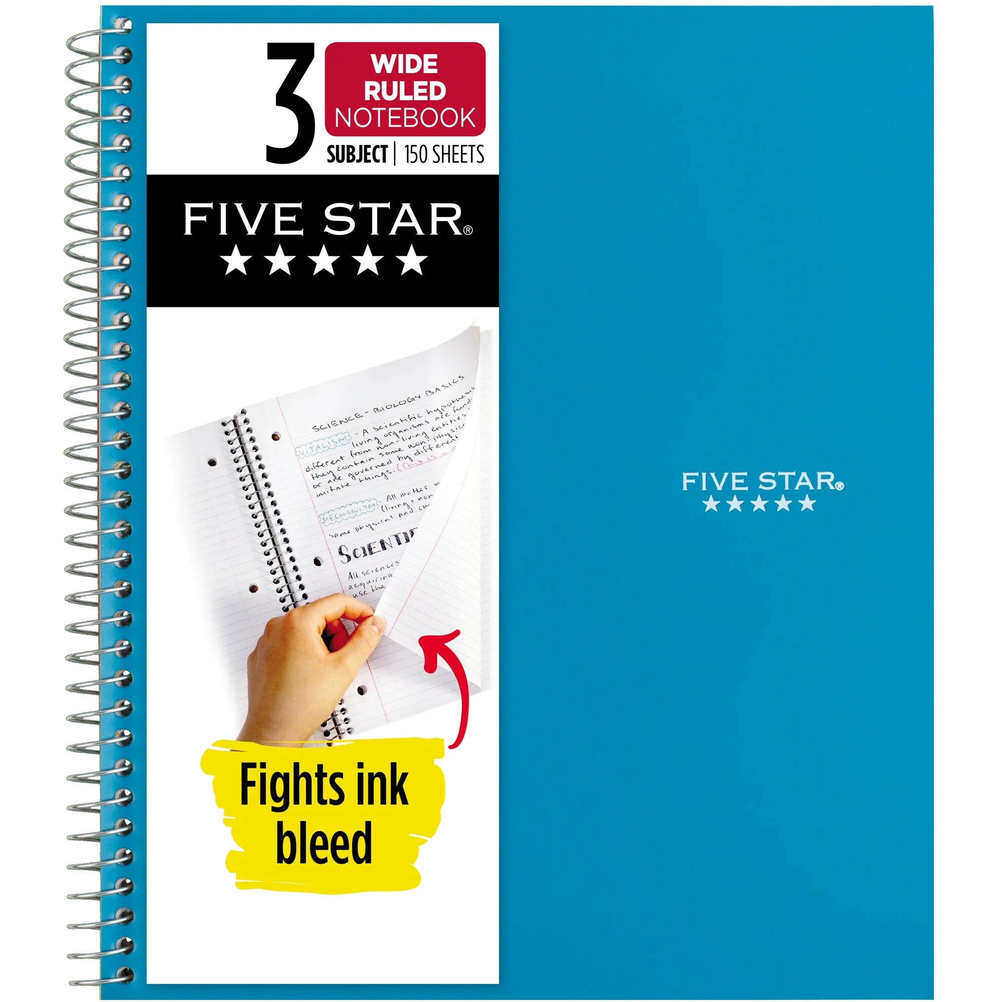 Spiral Notebook + Study App, 3 Subject, Wide Ruled, 8" X 10.5"