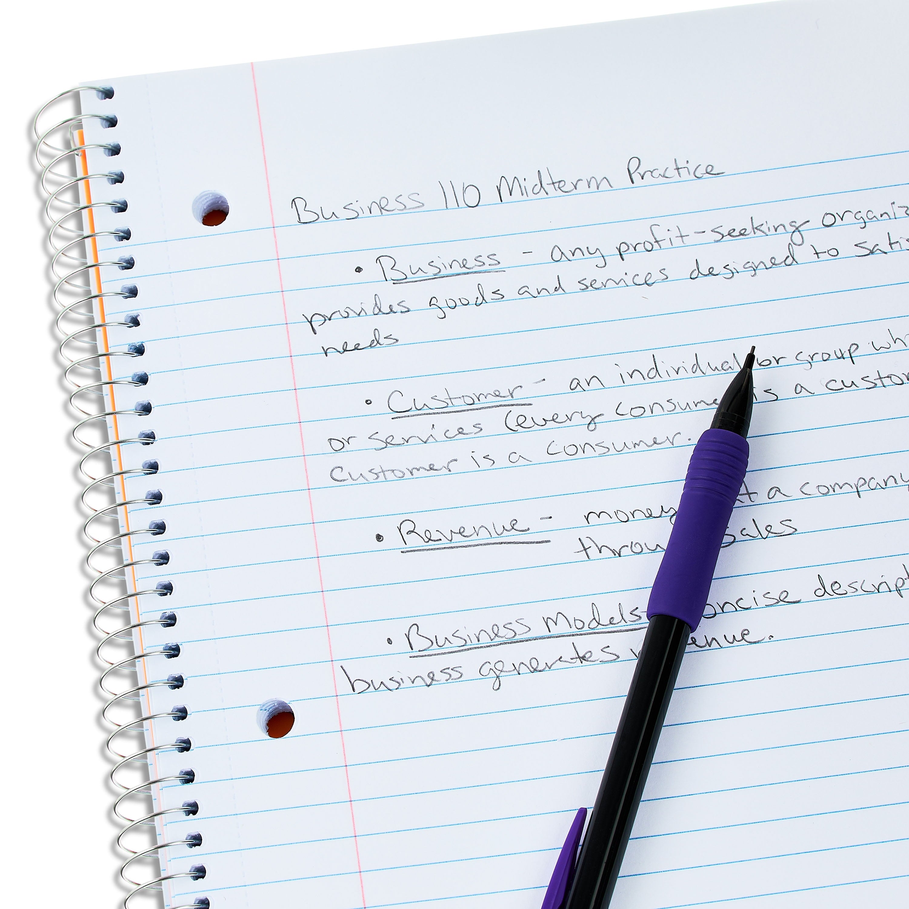 College Ruled Poly 1-Subject Notebook with inside Pockets, 9" X 11", Pink, 100 Heavyweight Sheets