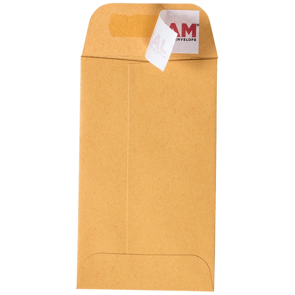 #3 Peel & Seal Coin Envelopes, 2 1/2 X 4 1/4, Brown Kraft Manila, 50 per Pack