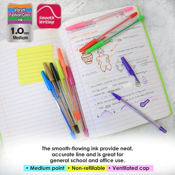 Pure Neon Color Stick Pen - 10 Pack