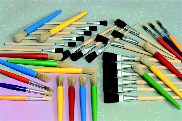 School Smart 085778 Young Artist Black Bristle Wood Handle Paint Brush
